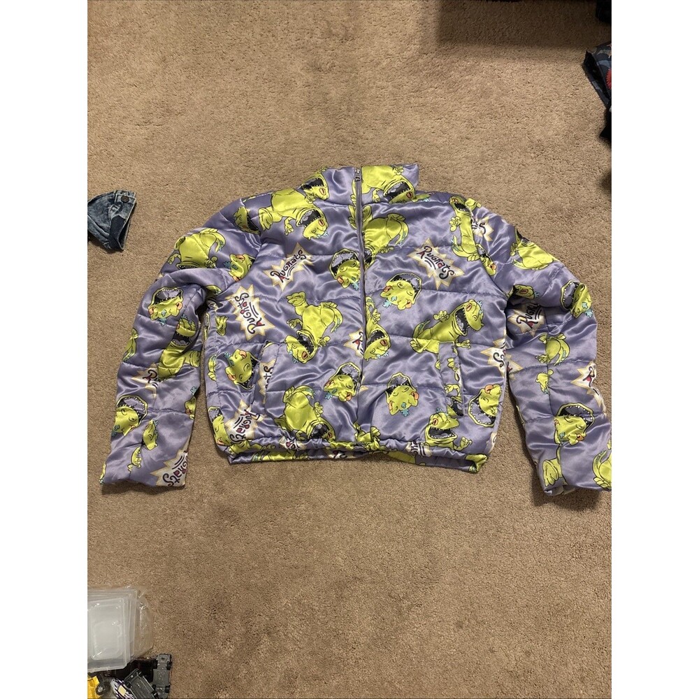 Nickelodeon Puffer Jacket Coat RugRats Reptar Dinosaur Purple Size XL Unisex